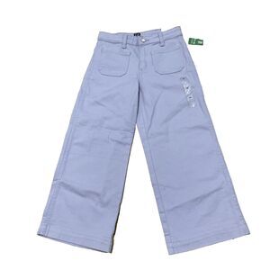 GAP Denim Purple Jeans Girls 10 High Rise Wide Leg Ankle Lavender Adjustable NEW